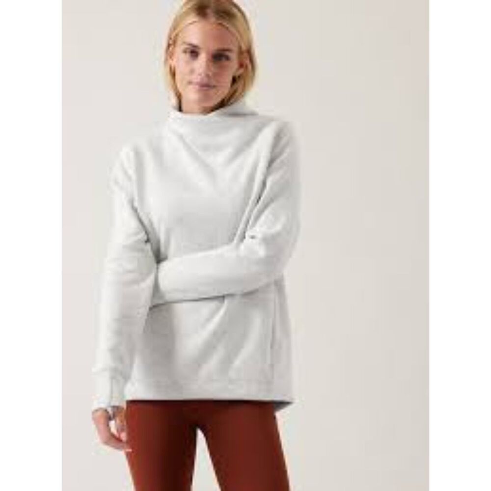 Athleta Cozy Karma Twist Neck Sweatshirt in Light Gray, XXS (D3)